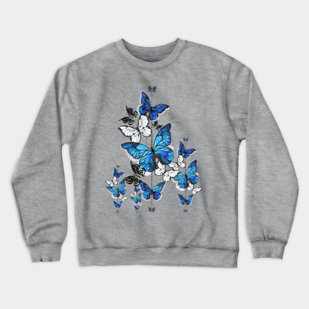Blue Topaz Butterflies Flying Crewneck Sweatshirt by MyVictory